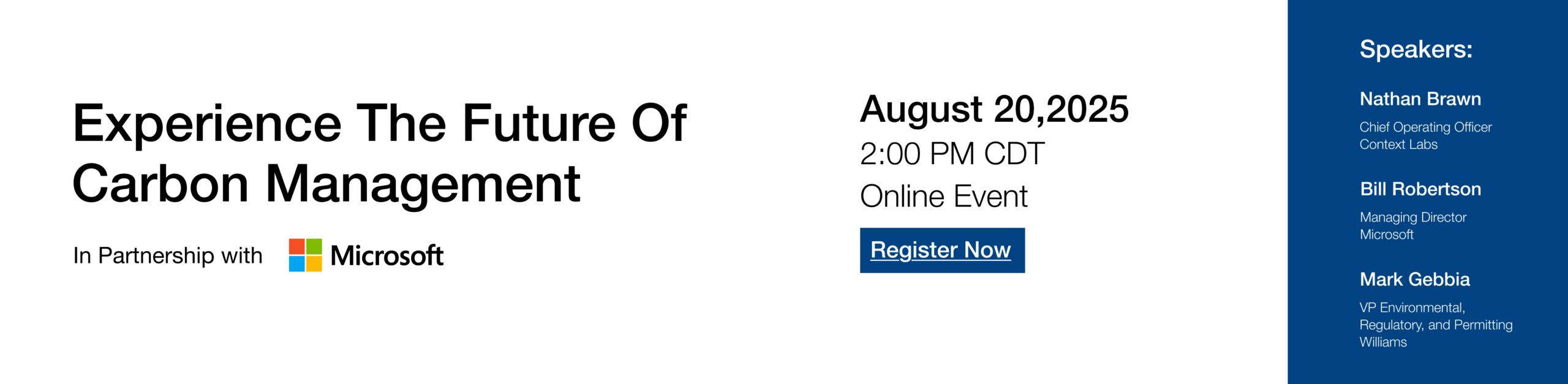 An image advertising a webinar by Microsoft featuring Context Labs and Williams
